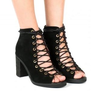 Beautiful Jeffrey Campbell lace up leather suede booties worn once size 8.5 sexy